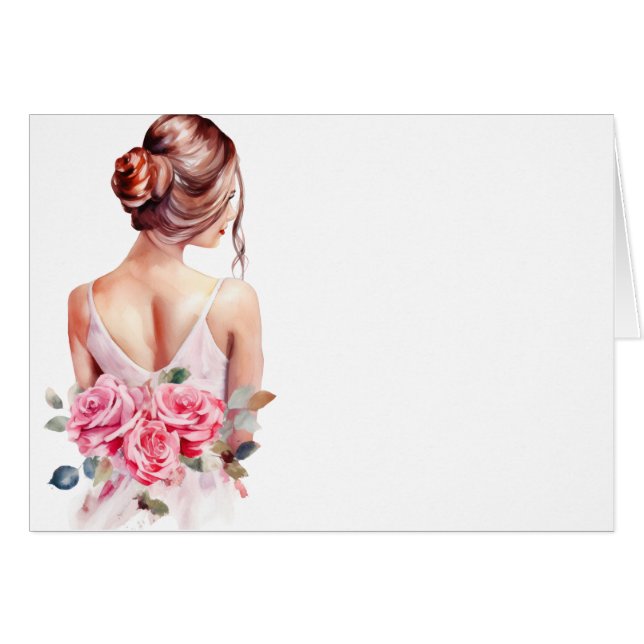 Carte de Fête des mariées Mariage Aquarelle modern (Devant Horizontal)
