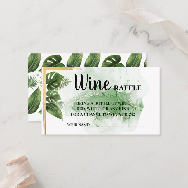 Carte de Fête des mariées Tropical Wine Raffle (Devant/Arrière en situation)