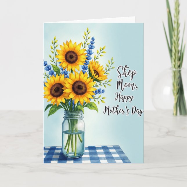 Carte de fête des mères à accent bleu (Devant)