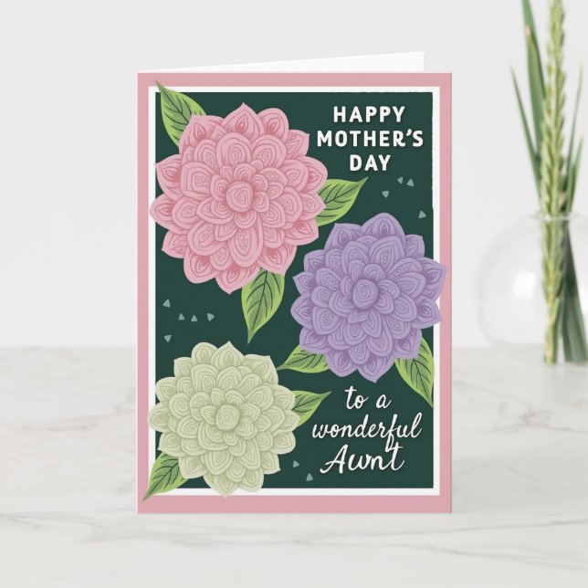 Carte de fête des mères à bordure rose (Devant)