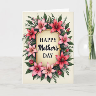 Carte de fête des mères à cadre floral