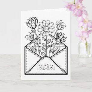 Carte de fête des mères à colorier - Courrier flor