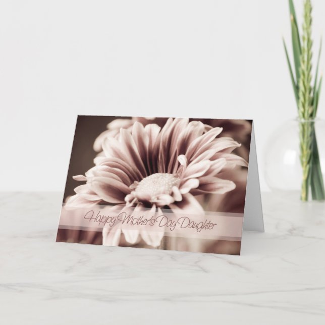 Carte de fête des mères à fille avec fleurs roses (Devant)