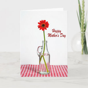 Carte de Fête des Mères à Fleur à Damier