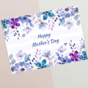 Carte de fête des mères à fleurs à l'aquarelle