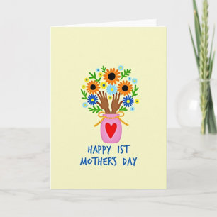 Carte de fête des mères à fleurs à pois