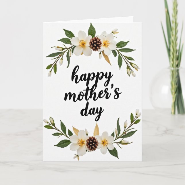 Carte de fête des mères à fleurs blanches (Devant)