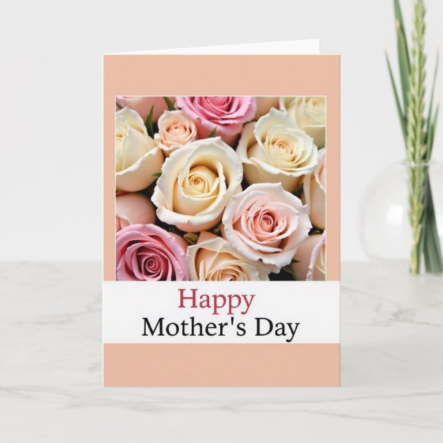 Carte de fête des mères à fleurs rose à pois (Devant)