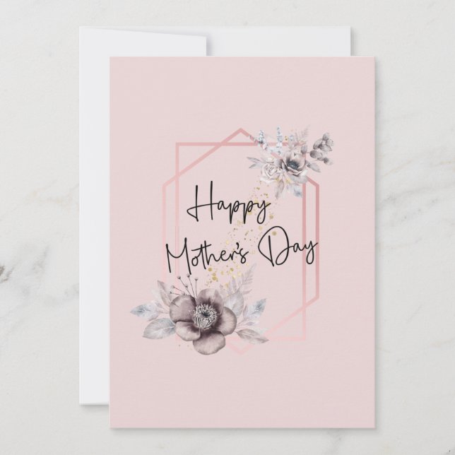 Carte de fête des mères à fleurs roses (Devant)