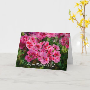 Carte de fête des mères à fleurs roses Art floral