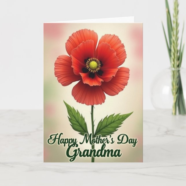 Carte de fête des mères à fleurs rouges veloutées (Devant)