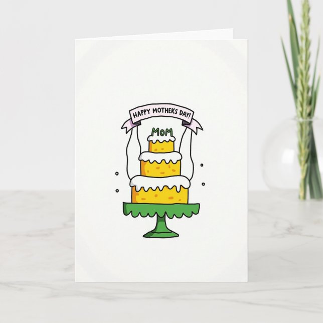 Carte de fête des mères à gâteau à bords festonnés (Devant)