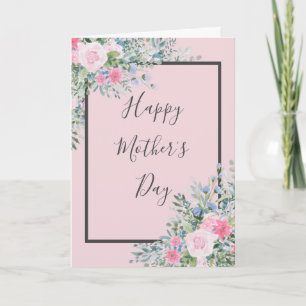 Carte de fête des mères à la rose aquarelle