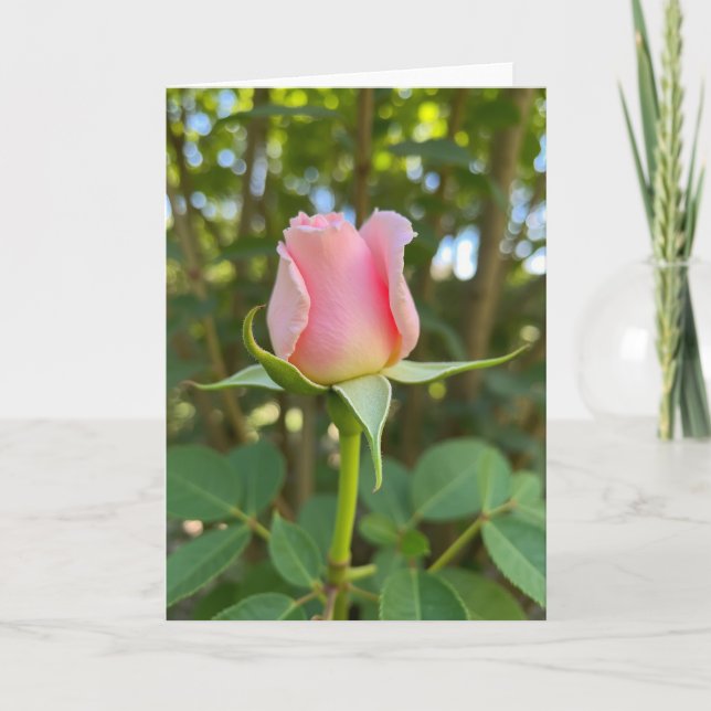 Carte de Fête des Mères à la Rose Rose (Devant)