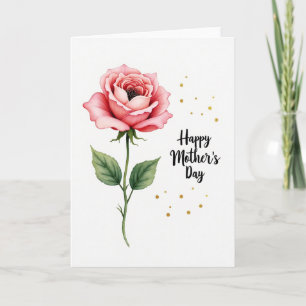 Carte de fête des mères à l'aquarelle de rose
