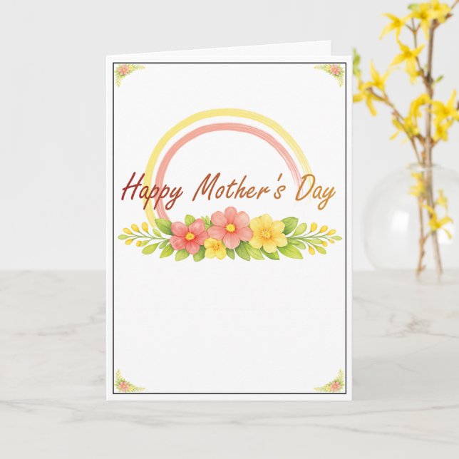 Carte de fête des mères à l'aquarelle florale (Fleur jaune)