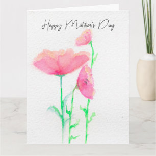 Carte de fête des mères à l'aquarelle florale rose
