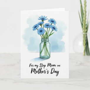 Carte de fête des mères à motif Blue Daisy