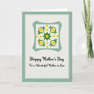Carte de fête des mères à motif floral vert