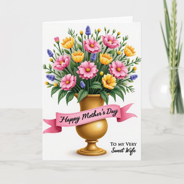 Carte de fête des mères à pétales roses (Devant)