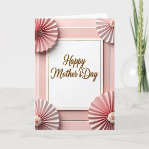 Carte de Fête des Mères à Rosette en Papier Rose