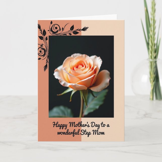 Carte de Fête des Mères Abricot Rose Douce (Devant)