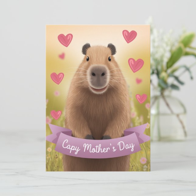 Carte de fête des mères amusante Mum mignonne Capy (Debout devant)