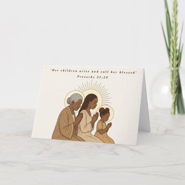 Carte de fête des mères : Appelez-la bienheureuse (Devant)