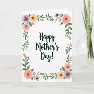 Carte de fête des mères aquarelle florale