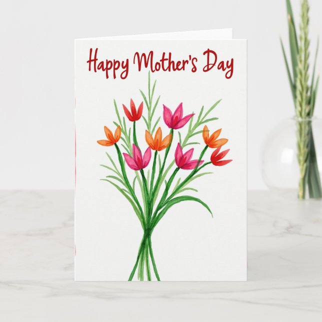Carte de fête des mères aquarelle florale (Devant)