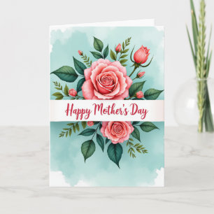 Carte de Fête des Mères aux Aquarelles de Roses