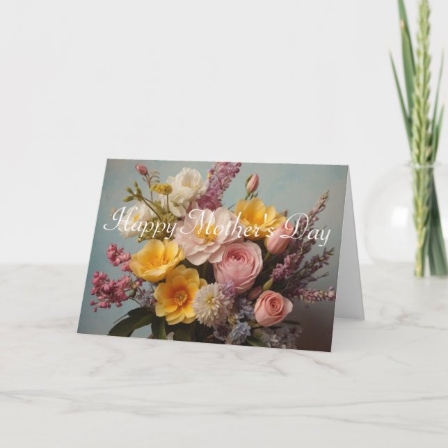 Carte de fête des mères aux belles fleurs (Devant)