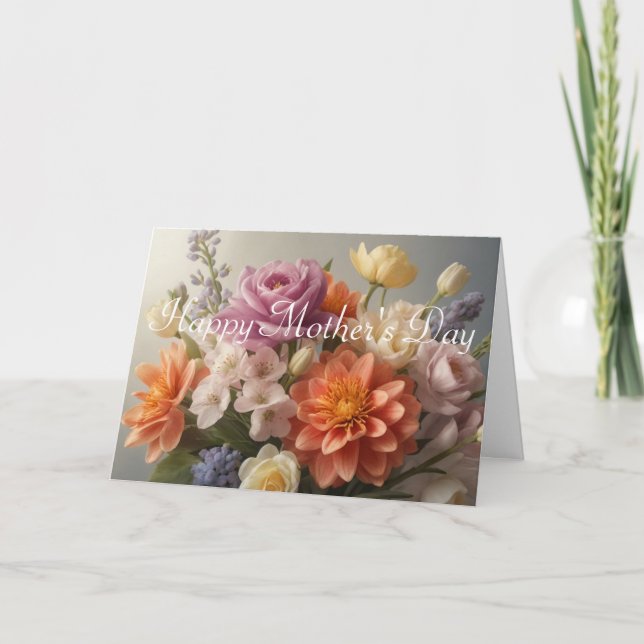 Carte de fête des mères aux belles fleurs (Devant)