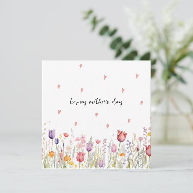 Carte de fête des mères aux fleurs à l'aquarelle (Debout devant)