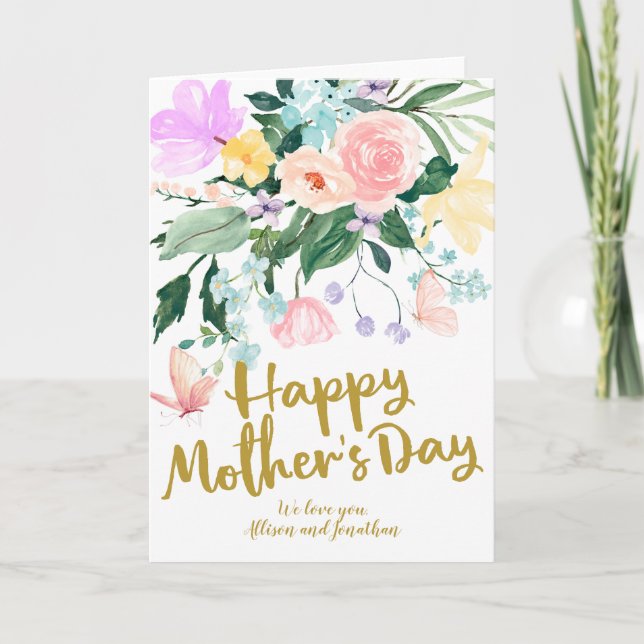 Carte de fête des mères aux fleurs délicates à l'a (Devant)