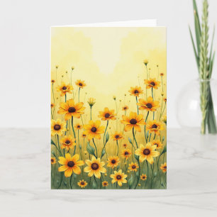 Carte de Fête des Mères aux Fleurs Jaunes Ensoleil