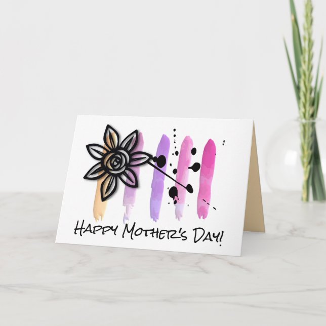 Carte de fête des mères aux fleurs pastel abstrait (Devant)