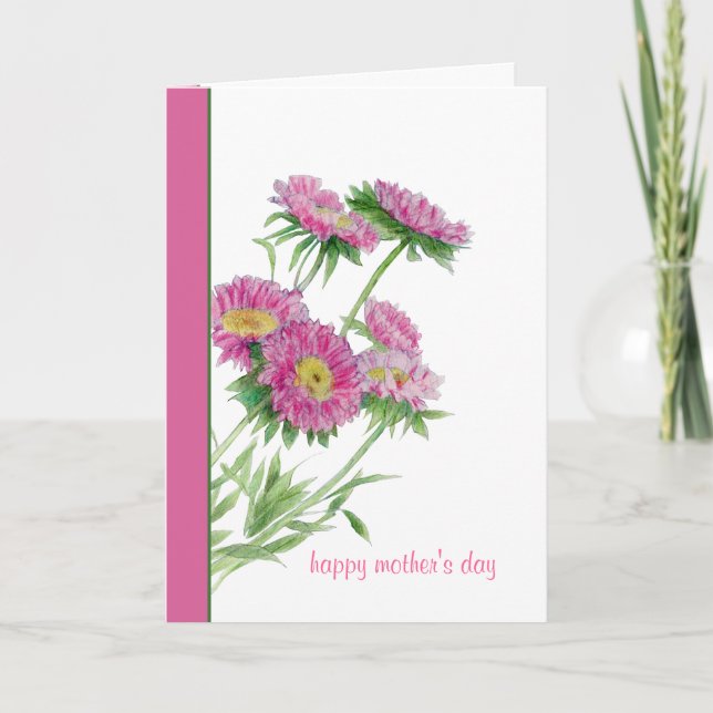 Carte de fête des mères aux fleurs roses (Devant)