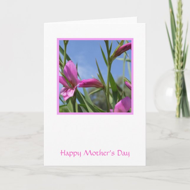 Carte de fête des mères aux fleurs roses (Devant)