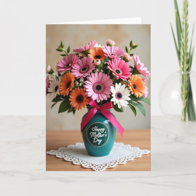 Carte de fête des mères aux fleurs vives (Devant)