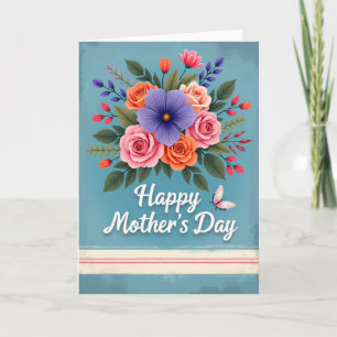 Carte de Fête des Mères aux Roses Pastel