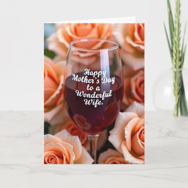 Carte de fête des mères aux roses rubis (Devant)