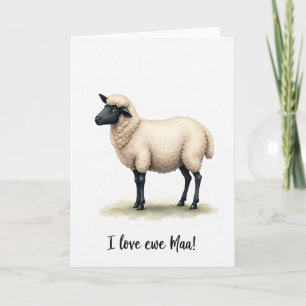 Carte de fête des mères avec agneau floral