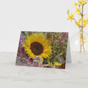Carte de fête des mères avec bouquet de tournesols