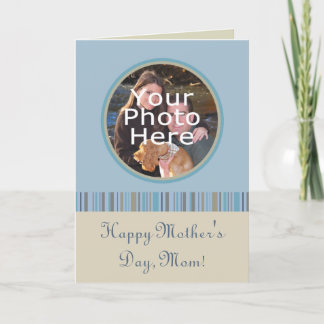 Carte de fête des mères avec cadre photo bleu et b