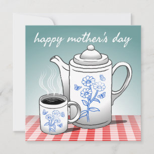 Carte de fête des mères avec café chaud