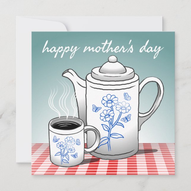 Carte de fête des mères avec café chaud (Devant)