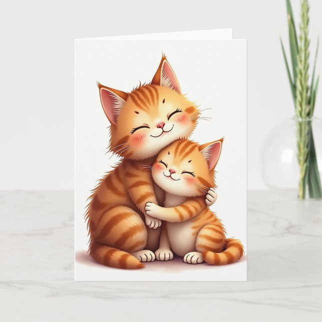 Carte de fête des mères avec câlin de chat (Devant)