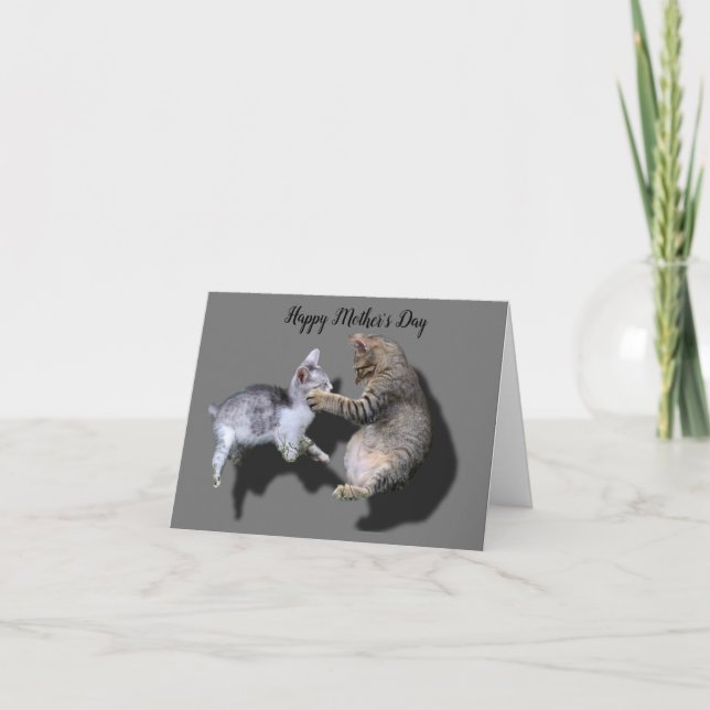 Carte de fête des mères avec chat et chaton ombre (Devant)