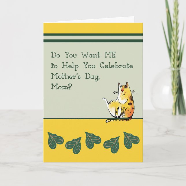 Carte de fête des mères avec chat humoristique (Devant)